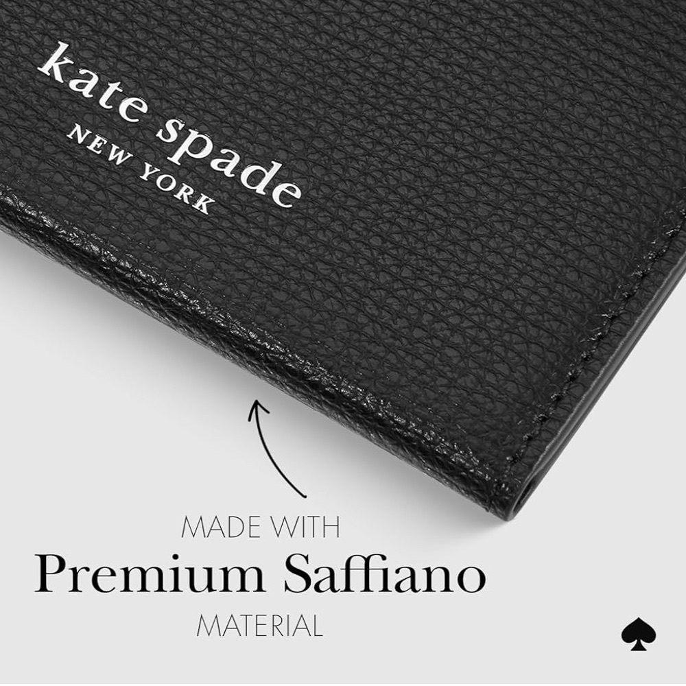 Kate Spade Magnetic Safiano Leather Black Phone Wallet Case - Picture 4 of 8